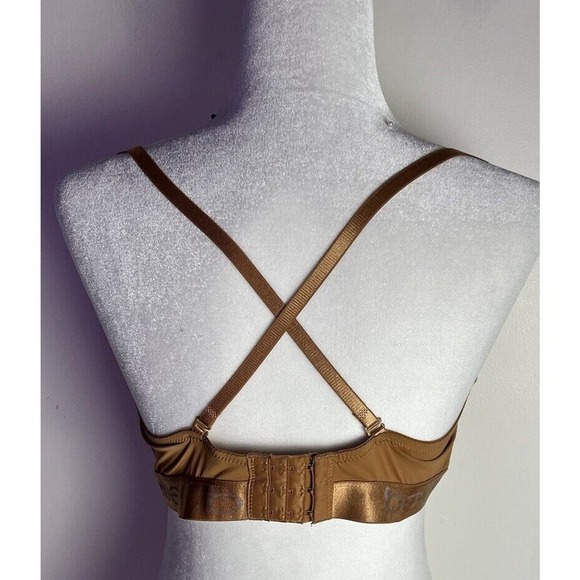 Bebe Bronze Strapless Convertible Strap (removable) Push Up Wireless Bra 38C - Picture 3 of 6